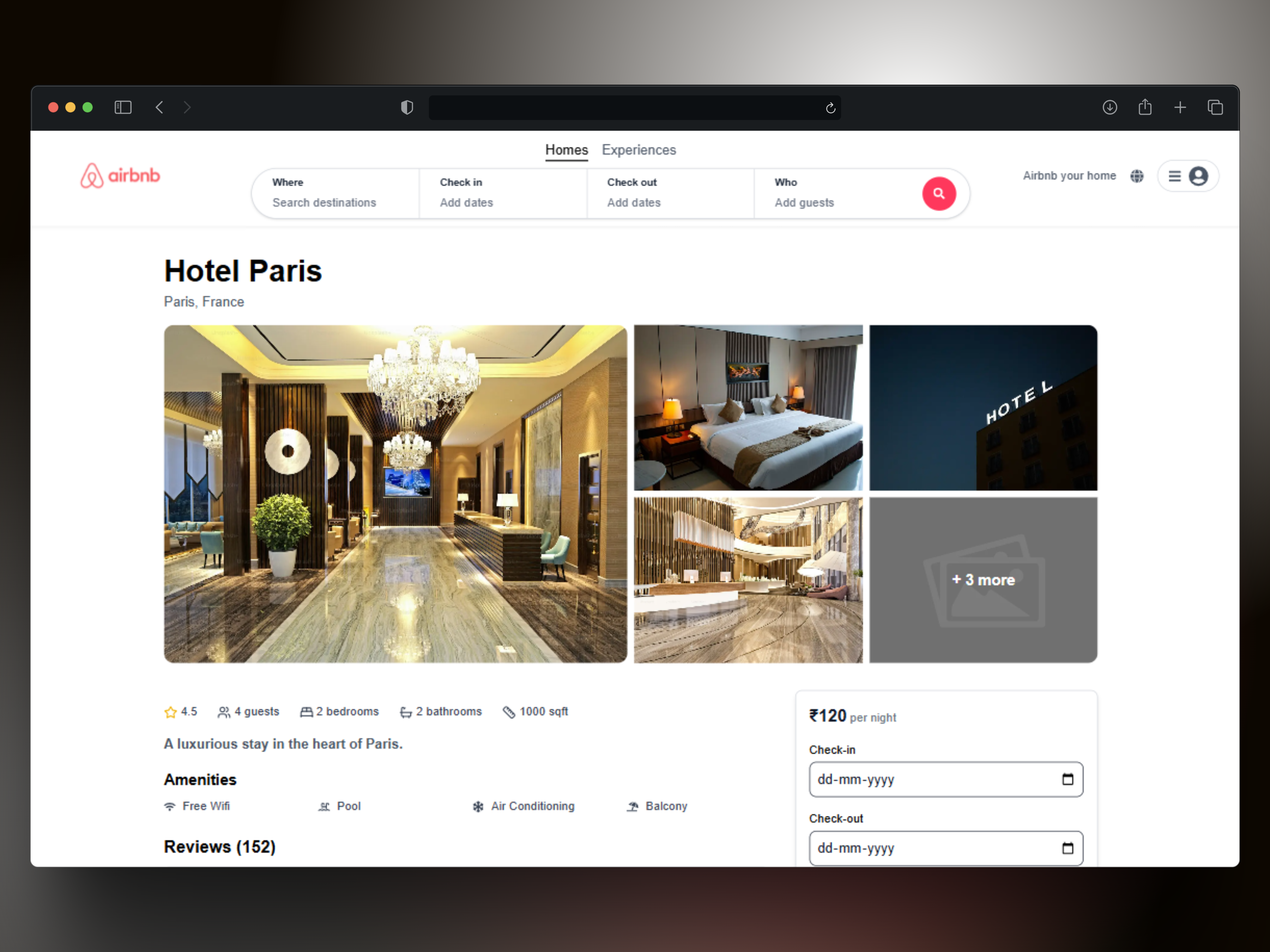 Airbnb Website - Mobile View