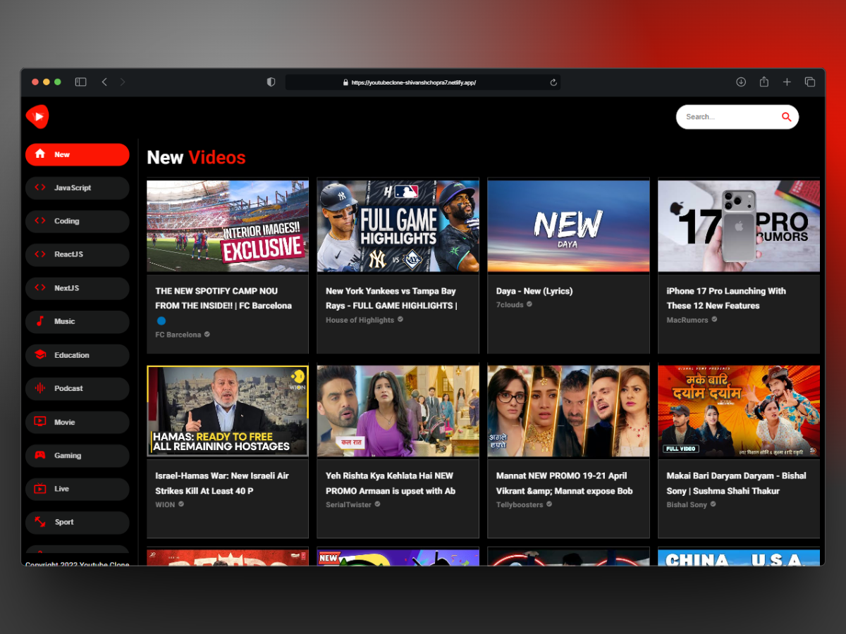 Youtube - Home View